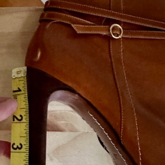 BRAND NEW Vintage Lambertson Truex Cognac Leather Boots 4.25" Heels EU 40 / US 9 - Picture 10 of 12